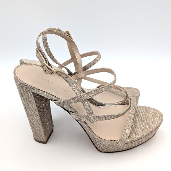 Pelle Moda Patsi 2 Platform High Heel Sandals Women's Gold Size US8M EU39 - Picture 3 of 10